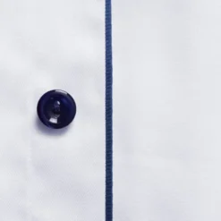 White Twill Shirt Dark Blue Details - Contemporary Fit