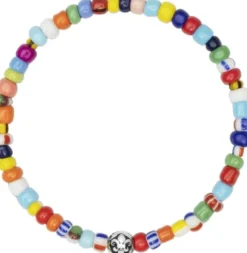 Wristband with Assorted Vintage Trifocal Beads and Silver